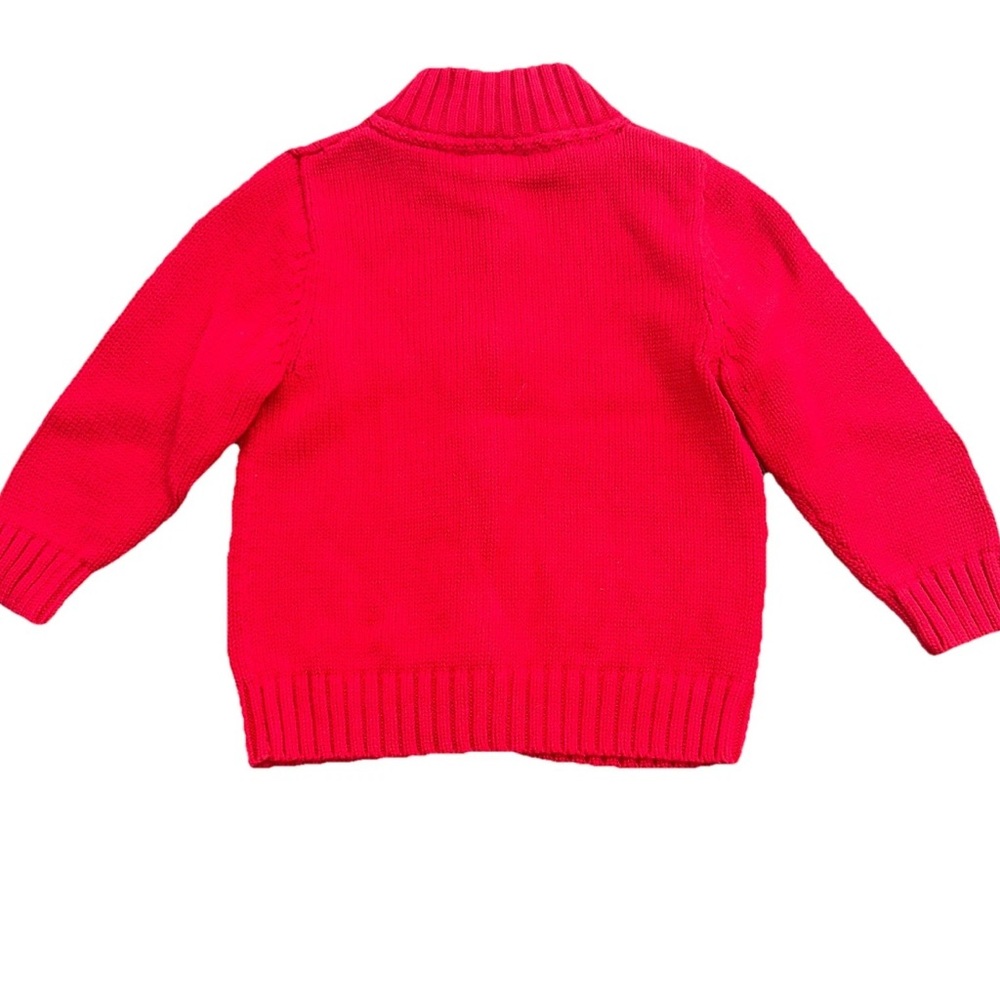 Oh‎ Kosh Boys 2T Red Sweater With Train Zip Up Rib Knit Preppy Christmas Holiday - Picture 2 of 4